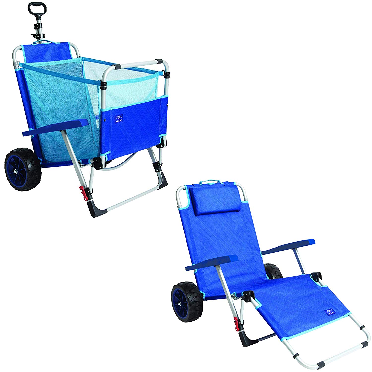 Image Of Mac Sports 2-in-1 Outdoor Beach Cart + Folding Lounge Chair